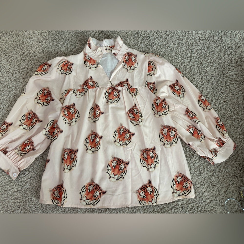 SHEIN Pink Tiger Print Blouse
